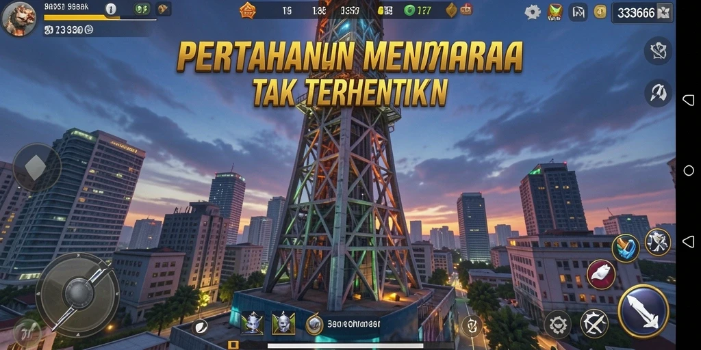 Tampilan gameplay dari 333666 yang mendebarkan dalam Tower Defense.