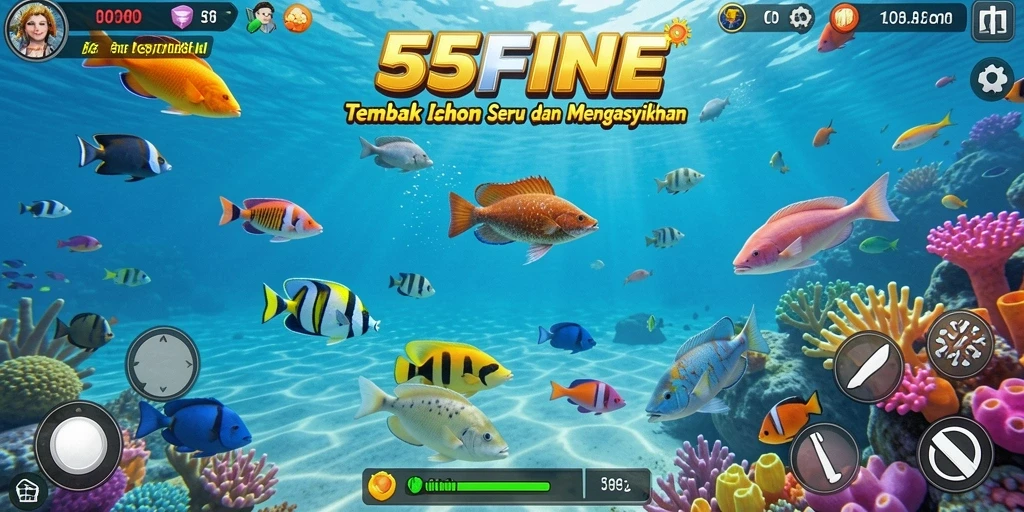Tangkapan layar gameplay <strong>55FIVE</strong> yang menampilkan suasana seru Tembak Ikan.