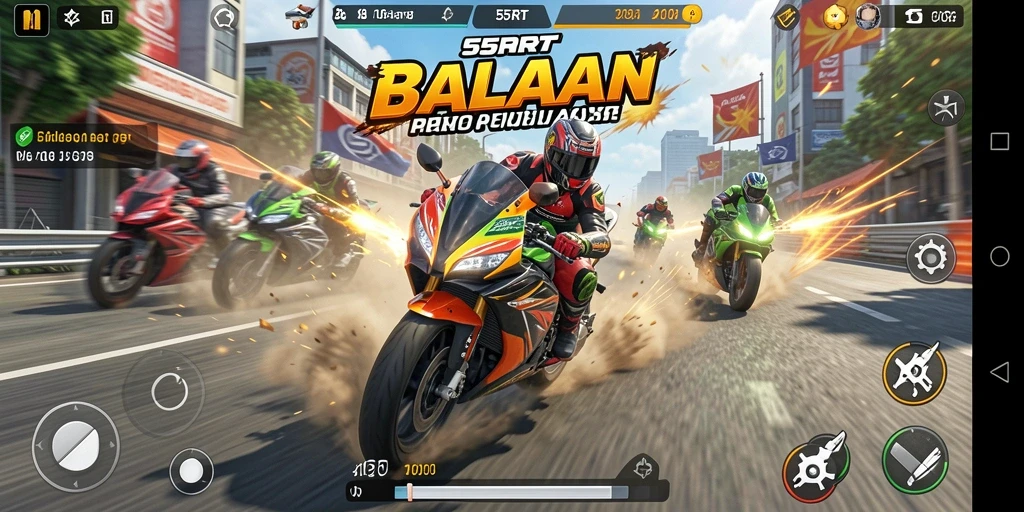 Tampilan aksi balapan motor di 55RT yang mendebarkan.