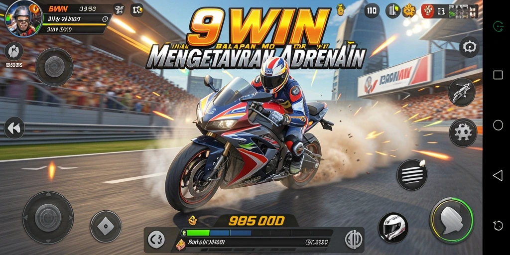 Tangkapan layar menampilkan aksi balapan motor yang mendebarkan.