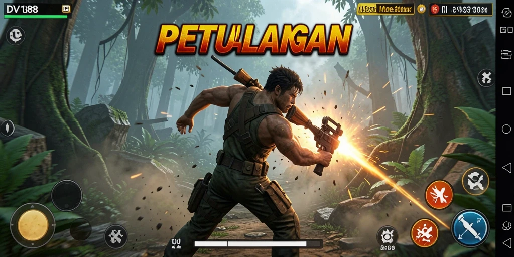 Tampilan seru gameplay Action di DV188 saat bertarung melawan musuh.
