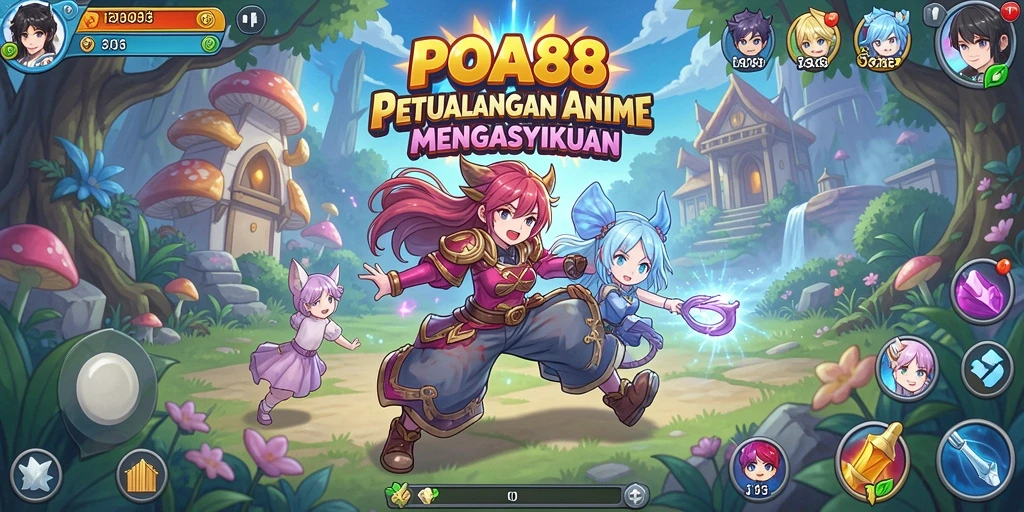 Tampilan gameplay seru dengan karakter anime yang memikat.
