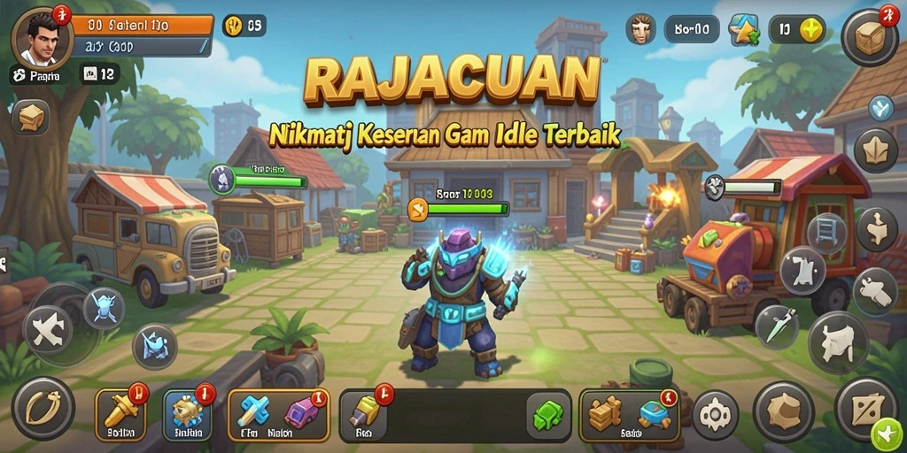 Screenshot utama RAJACUAN menampilkan gameplay Idle yang menarik dan interaktif.